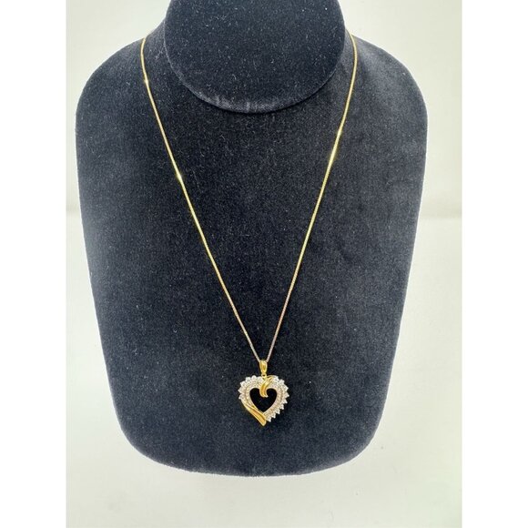 Diamond Heart Gold Necklace - Picture 1 of 9